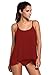 ZKESS Womens Swim Top & Bikini Bottoms Casual 2PCS Padded Swimwear Bathing Suit Large Size Wine