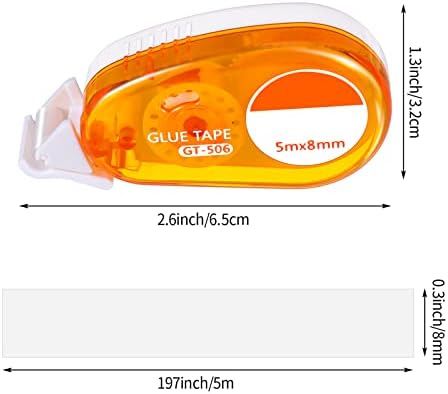 Dacitiery Glue Roller, 6 Pack Adhesive Glue Tape, 5m x 8mm Double Sided Tape Dispenser Permanent Adhesive Applicator for Crafting, Card Making and Scrapbooking