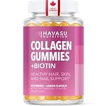 Collagen Gummies + Biotin | Healthy Skin, Nails & Hair Vitamins | 200mg Hydrolyzed Collagen Peptides + 2.5mg Biotin Gummies with Vitamin C, Vitamin E & Zinc | Made in Canada | Lemon Flavor | 60 Ct