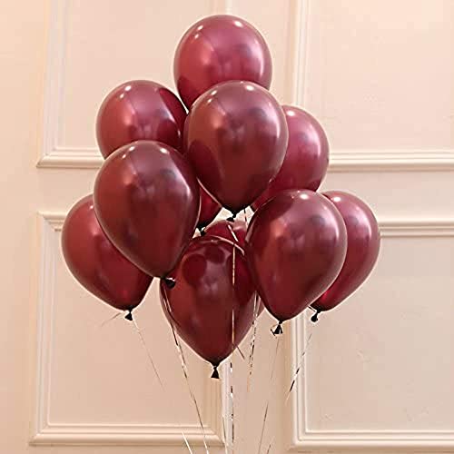 Image of AMFIN (Pack of 25) 10 inch Metallic Balloons Burgundy for Birthday Decoration, Decoration for Weddings, Engagement, Anniversary - Burgundy