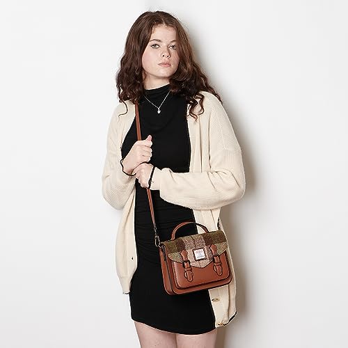 Image of Islander The Calton Satchel - Ladies Satchel With HARRIS TWEED - Small and Medium, Chestnut Tartan, Mini