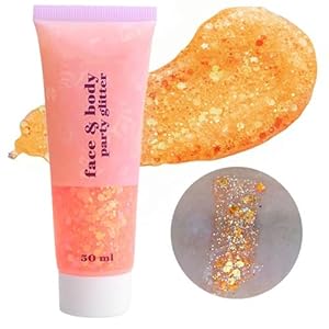 Go Ho Orange Face Body Glitter,Singer Concerts Orange Face Paint Glitter Makeup,Holographic Chunky Sequins Glitters for Eye Lip Hair Nails,Festival Glitter Rave Accessories,52g