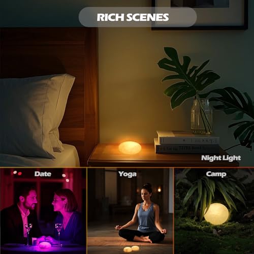 Image of Mable Textured LED Night Light, 16 Million RGBW Colors Egg Light, 3000K Warm White, USB Rechargeable Ambient Lamp for Kids Room, Bedroom, Camping, Present