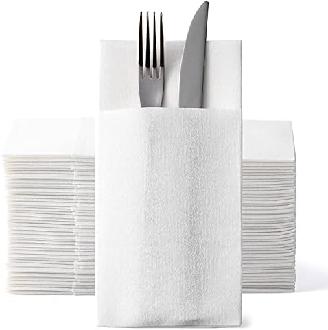 LEKOCH 100 pcs White Paper Hand Towels Disposable Linen Feel Paper Napkins for Wedding Parties Christmas 43*30