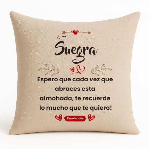 Kembilove | Almofada de presente para avó com frase emocional 'Espero que cada vez que abrace esta almofada...' | Detalhe para o dia da mãe, aniversário ou Natal | 40 x 40 cm (sogra)