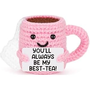 Positive Crochet Cup Friendship Gifts for Friend Women Mothers Day Birthday Graduation Gifts for Best Friends Besties BFF Gift Cute Small Handmade Cheer Support Emotional Cup Desk Decor