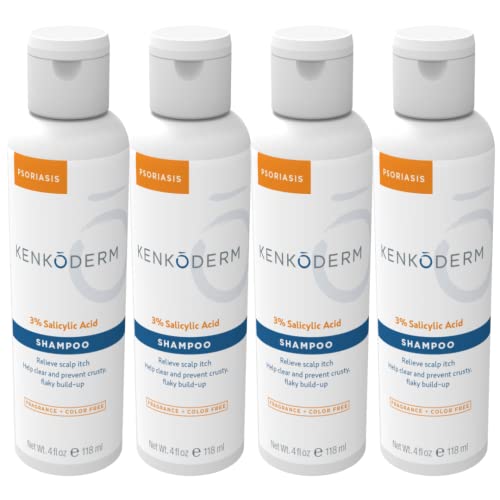 Kenkoderm Psoriasis Shampoo with 3% Salicylic Acid, 4 Oz (4 Bottles)