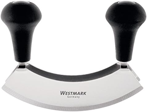 Westmark Germany Stainless Steel Double Blade Mezzaluna Mincing Knife, 7-inch (Black) - Thumbnail 2