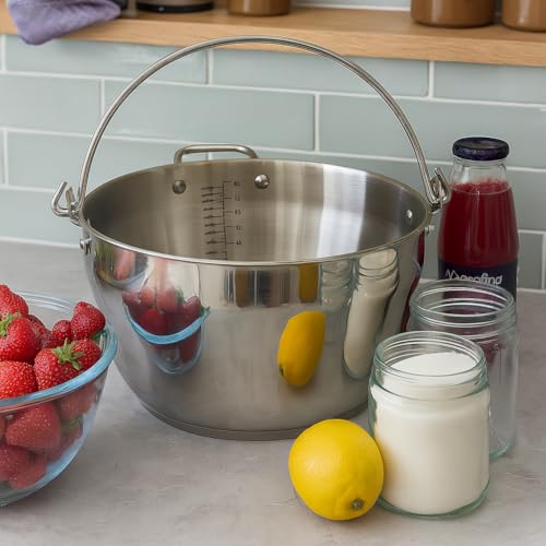 Jam Pan Stainless Steel Maslin 8.5 litres for Making Jams and Chutneys Suitable for Induction Hobs Electric and Gas