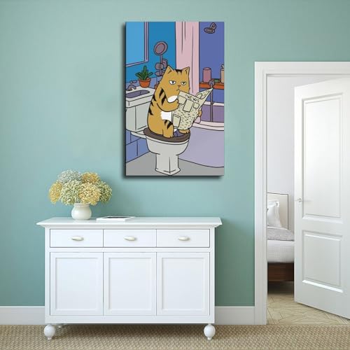 Chat lisant un journal sur toile pour sublimer un mur vide