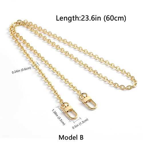 Image of jiesinlov Thin Purse Chain Strap for Handbag Gold Chains Shoulder Bag Short Strap Replacement,with Metal Buckles for pouchette(B 23.6in)