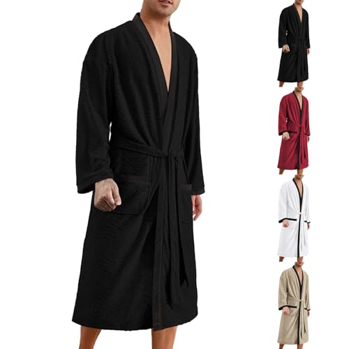 Hawyet Soft Touch Jacquard Robe for Men Long Bathrobe with Belt Sleepwear for Spa & Home Lounge