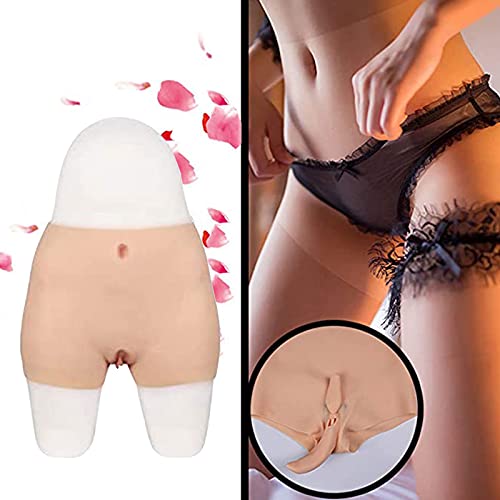 AJIU Calcinha vagina de silicone realista, roupa íntima para levantar glúteos com vagina penetrável