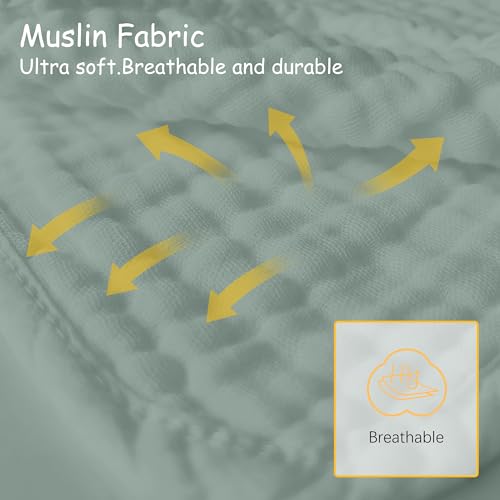 Image of Lovely Care 12 Pack Muslin Burp Cloths 100% Cotton Muslin Cloths Large 20''x10'' Extra Soft and Absorbent Baby Burping Cloth - Green