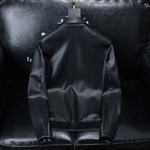 Chaqueta de cuero sintético para hombre estilo motociclista miniatura 5