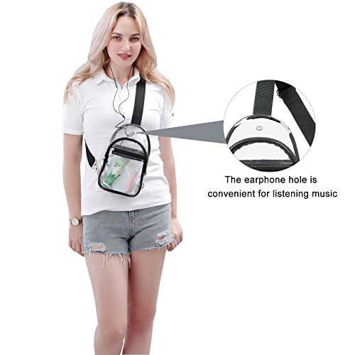 Clear Sling Bag Stadium Approved, Small Clear Chest Backpack, Clear Crossbody Chest Bag For Men Women, Black #TOP5