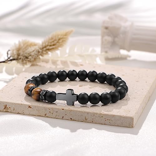 Joycuff Christian Gifts For Men, Cross Bracelet Baptism Birthday Gifts For Mens Christian Bracelet Religious Decorations Be Strong Be Brave Be Fearless Men Gifts thumb #4