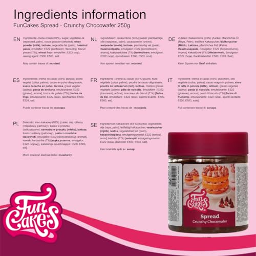 FunCakes Spread Crunchy Chocowafer: Aufstrich Knusprige Schokowaffel, gut zum Schichten zwischen Kuchen, zum Auftragen auf oder in Gebackene Cakes - 250g