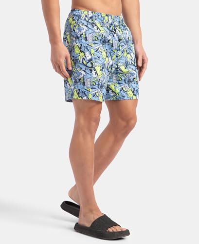 Image of Jockey NY07 Men's Super Combed Cotton Satin Weave Printed Boxer Shorts with Side Pocket