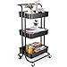 Carrello Portaoggetti A 3 Ripiani Carrello Su Ruote Scaffale Mobile Scaffalatura Multiuso Carrelli Organizer Su Ruote Per Cucina Bagno Trucco Cameretta Per Bambini Lavanderia Camera Da Let(Color:nero)