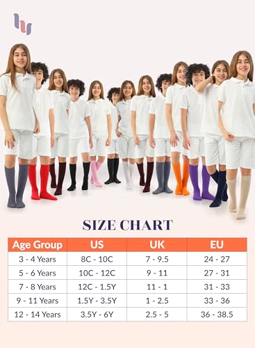 Image of Knee High Socks for Girls Boys Toddlers, Unisex Little Kids, Soft, Long School Uniform Socks 3-14 Years Old, 3 6 9 Pairs