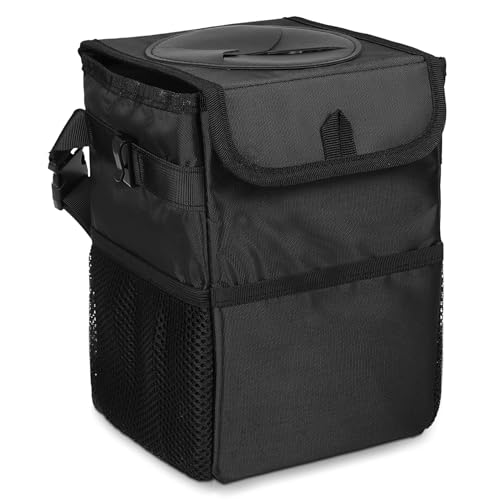 ARTSEWPLY Contenitore Immondizia Auto Multifunzionale con Tasche Portaoggetti Cestino Portarifiuti Esterno per Sedile Posteriore Design Elegante e Resistente Facile da Pulire Nero