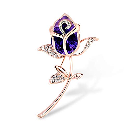 Casa De Novia Jewelry Tulip Flower Brooch Shining Purple Crystal Glass Clothes Scarf Decor Fashion Pin Gift