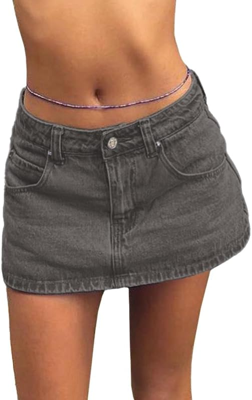 EMMIOL Women Denim Skort Skirt Stretchy Mid Waist Y2K Sexy Mini Skirts Dressy Casual Jean Skorts - Image 5