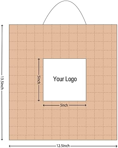10 Pcs Brown Paper Bags with Logo - Personalised Paper Bags with Logo, Personalised Gift Bags, Thank You Gift Bags, Party Bags for Kids Party, 90GSM (Logo 5"x5" Bag Size 12.5Wx13.5Hx5D)