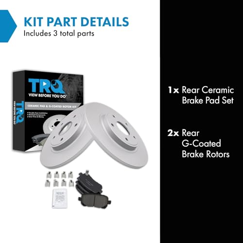 Image of TRQ Rear Brake Pad and Rotor Set Ceramic Coated Rotors Compatible with 2012 Dodge Journey
