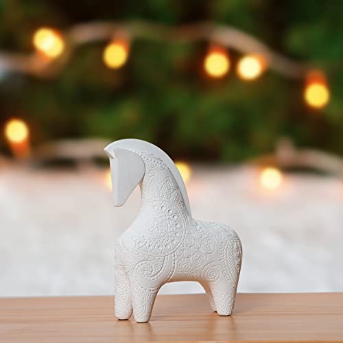 Sandybaytas Horse Statue Decor, Resin Horse Sculpture, Hand-Carved Animal Figurine Collectible Gift For Home Decorations, Living Room, Bookshelf, Mantel, Table Centerpiece, Office Desktop (White) #TOP18