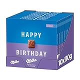 Milka Herzlichen Glückwunsch Pralinen – Alpenmilch-Schokolade mit feiner Milchcrème-Füllung – 10 x 110g