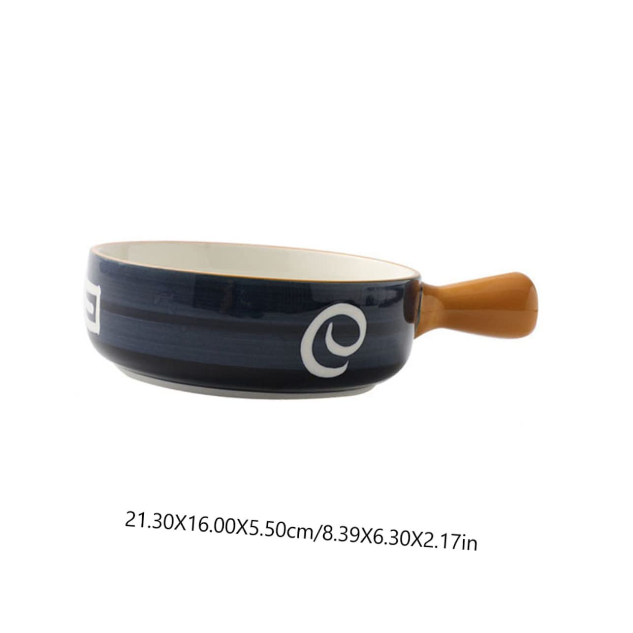 Mipcase Cuenco de Cerámica Azul Multiusos con Asa para Hornear y Servir Ensaladas en Cocina y Hogar, Tazón Redondo Resistente y Decorativo