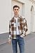 Cromoncent Men's Long Sleeve Thick Flannel Shirt Button Down Plaid Heavyweight Jacket,Thick White Khaki,Medium