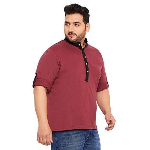 Image of Bigbanana Plus Size Men's Regular Fit Solid Henley Tshirt