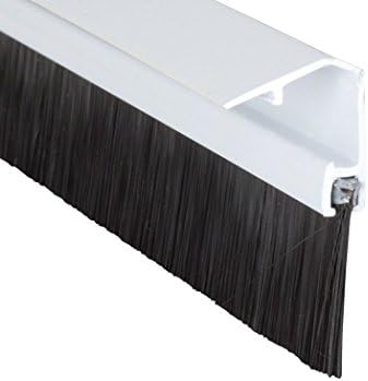 Stormguard Concealed Fixed Brush Bottom Door Seal - Draught Excluder Door Strip - White