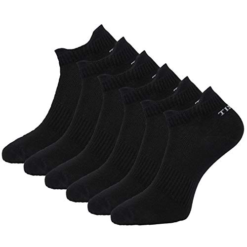 TISOKS Men's and Women's 6-Pack Black Quick Dry Low-Cut Sports Socks, Size 6-11