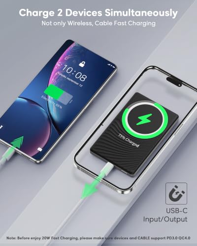 Image of for Magsafe Portable Charger, [0.38 inch Slim] 5000mAh Wireless Magnetic Power Bank with USB C Charging, Travel Essential Magsafe Battery Pack Compatible Charger for iPhone 17 /16 /15 /14 /13 /12 Series