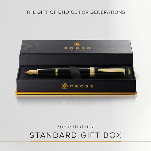 Image of Cross Bailey Light Polished Black Fountain Pen - Refillable, Medium Nib, Black Ink, Presented in Everyday Gift Box