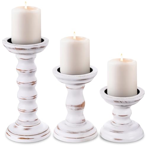 Rustic Candles Holder Set of 3 Farmhouse Wood Candle Holders