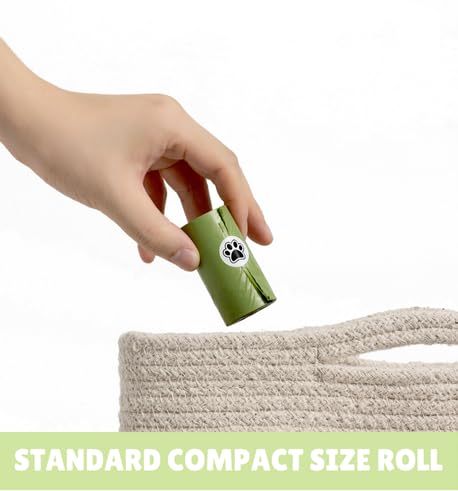 Image of 100% Certified Compostable Dog Waste Bags, 120 Count, ASTM D6400 Standard, OK Compost, 9 IN x 13 IN, Unscented (8 Rolls, 15 Bags)