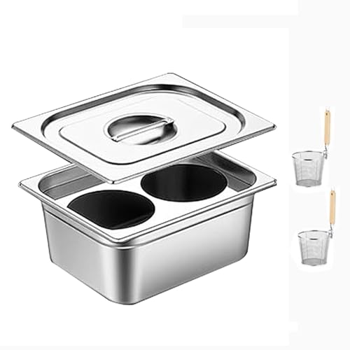 RUHEN Juego de ollas para Pasta de Acero Inoxidable - 2/4/6 Agujeros, Calentamiento rápido, Tapa para Colgar, Asas seguras