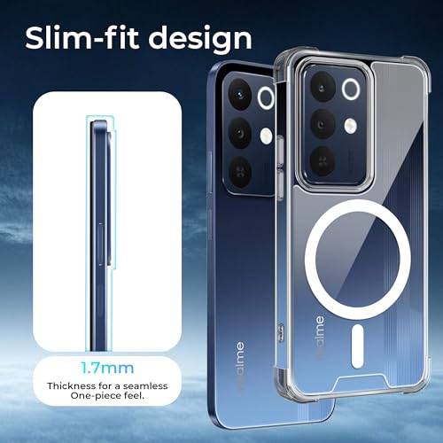 Image of A rtistque Clear Back Cover Case for Realme Narzo 90x / C85 / 15x 5G | Compatible with Mag-Safe | Premium | Shockproof TPU Bumper | Slim Protective Design | Realme Narzo 90x Back Cover - Transparent