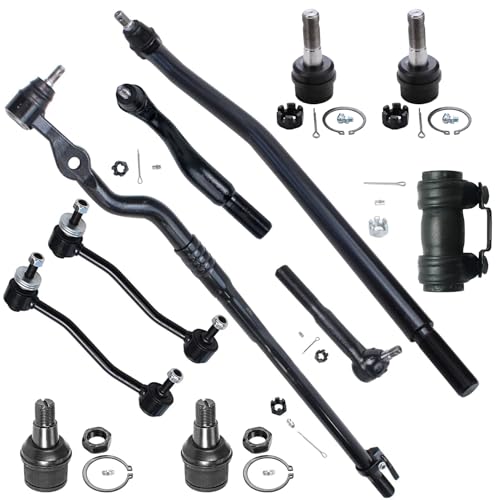 Detroit Axle - 4WD Front 11pc Suspension Kit for 1999 Ford F-250 F-350 Super Duty, 4 Tie Rods 2 Sway Bars 4 Ball Joints 1 Adjusting Sleeve Replacement
