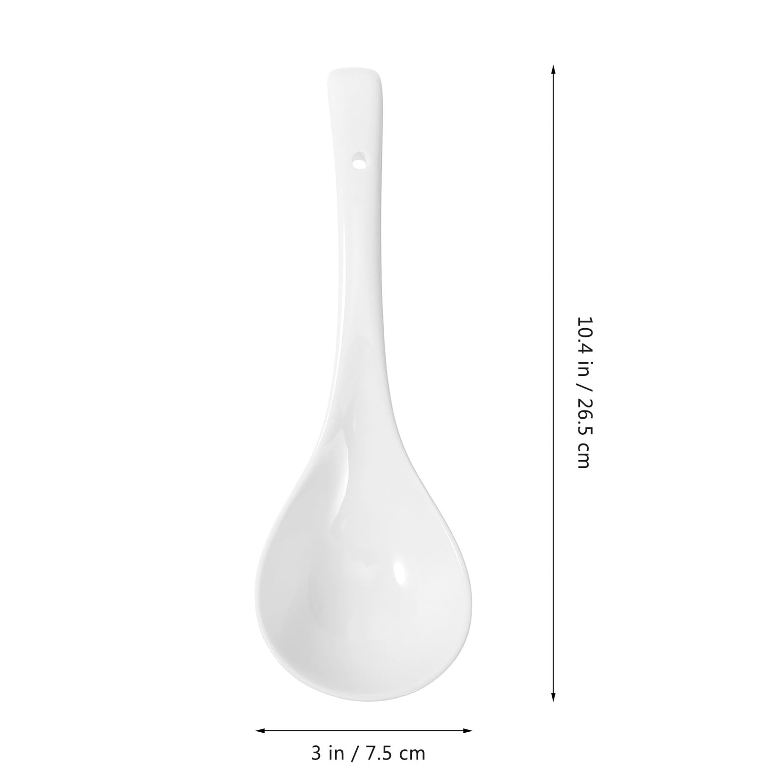 Sosoport Set de 2 Cuillères à Soupe en Céramique Blanche Manche Long et Épais, Résistantes aux Rayures, Maison Hôtels