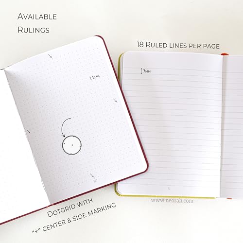 Image of NEORAH -B6 DOTTED | 368 Pages - 110 Gsm | PAGE A DAY JOURNAL (17.5 X 12.5 cm)-Hardcover Dot Grid Notebook |Back Pocket |3 Silk Book Mark - Completely HANDMADE for Journaling,writing - RED