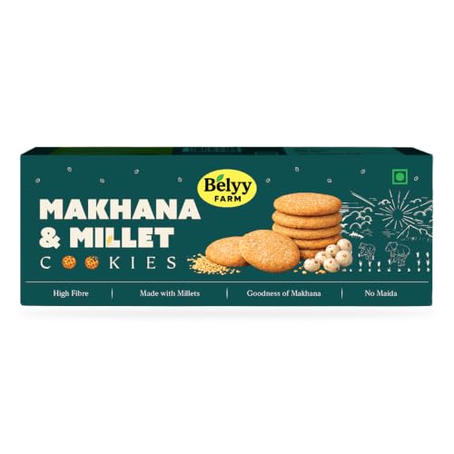 Belyy FARM Healthy Makhana & Millet Cookies | Multigrain Cookies | No Maida | No Palm Oil | High Fibre | Healthy Snacks for Kids & Adults