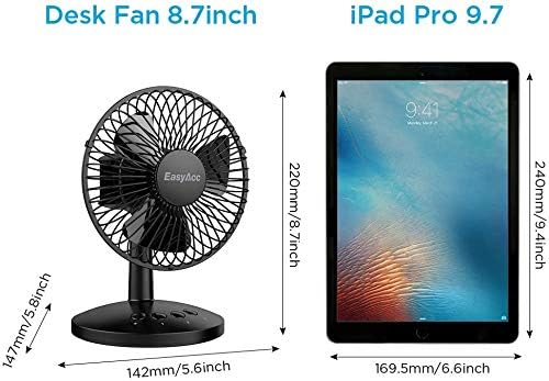 EasyAcc Oscillating Fan Battery Table Fan 6-16 Hours USB Desk Fan 3 Speeds Enhanced Airflow Portable Mini Fan with Adjustable Head Personal Cooling Fan for Travel Camping Office BBQ Hurricane