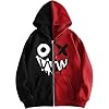 Generisch Men's Zip Up Hoodie, Oversized Streetwear Style with Gothic Graphics, Fleece Lining for Baggy 90s Punk Fashion, red, S #1