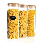 Photo Gallery fweek set di 3 barattoli con coperchio in bambù, 2 l, ermetici, impilabili, ermetici, con etichette e penne per pasta, farina, cereali, zucchero, ecc Photo Gallery fweek set di 3 barattoli con coperchio in bambù, 2 l, ermetici, impilabili, ermetici, con etichette e penne per pasta, farina, cereali, zucchero, ecc